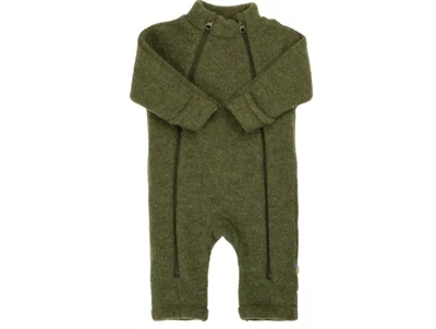 Joha ulddragt i mørk oliven børstet merinould med dobbelt lynlås  