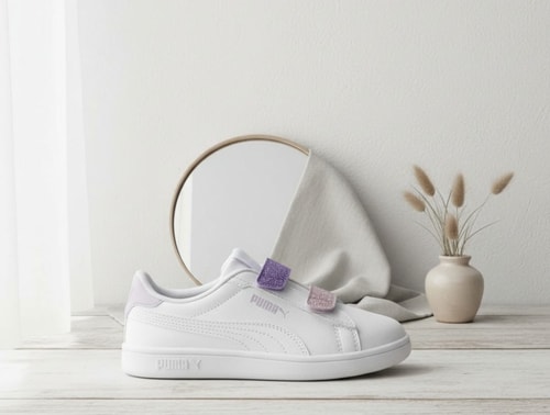 Puma Smash sneaker hvid/lavendel glimmer