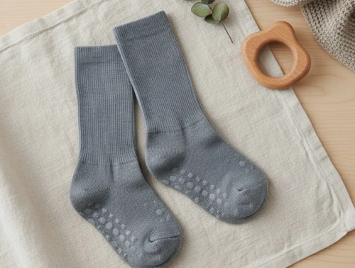 GoBabyGo skridsikre merinouldstrømper støvet blå