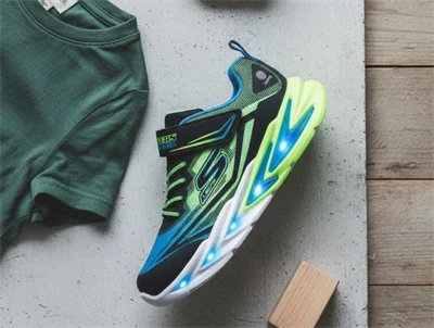 Skechers Flex-Glow Ultra sneaker sort/grøn med blinklys