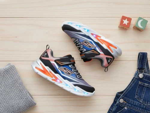 Skechers sneakers sort/sølv multi med blinklys