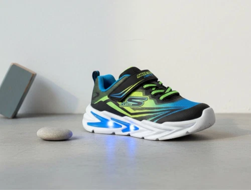 Skechers Flex-Glow Ultra sneaker sort med lime detaljer og blinkende lys