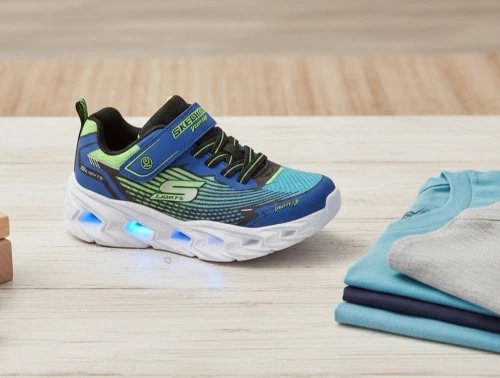 Skechers Vortex 3.0 sneaker sort med blå og lime detaljer