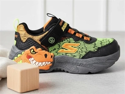 Skechers black/orange dino sneaker med blink