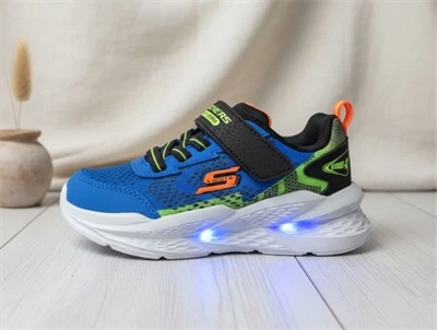Skechers Meteor-Lights 2.0 sneaker blå med blinklys og velcro