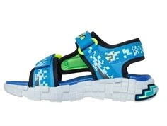 skechers sandal med grøn inderside og pixelmønster, set fra indersiden