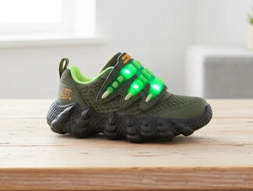 Skechers Lil Saurus sneaker olive med blinklys og dinosaur-klo