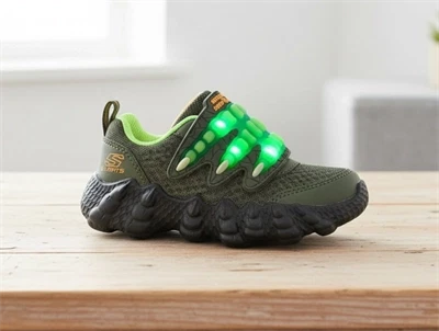 Skechers Lil Saurus sneaker olive med blinklys og dinosaur-klo