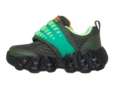 Skechers Lil Saurus sneaker olive med blinklys og dinosaur-kloSkechers Lil Saurus sneaker olive med blinklys og dinosaur-klo