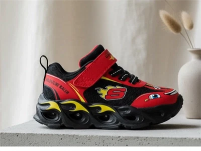 Skechers sneakers rød/sort lyn med blinklys