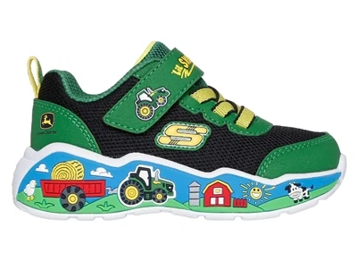 Skechers John Deere sneaker grøn/sort med gårdmotiv