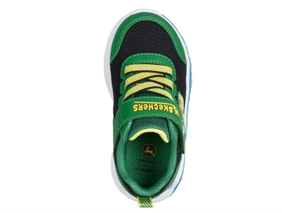 Skechers John Deere sneaker grøn/sort med gårdmotiv set oppefra
