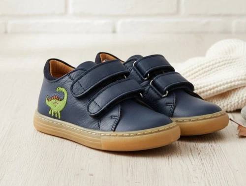 Angulus sneaker navy med dinobroderi og velcro