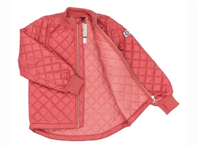 Mikk-line rødt thermo jakke set åben med quiltet foer