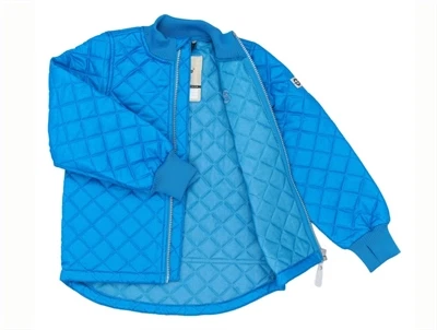 Mikk-line kraftig blå termo jakke med quilt og åben front