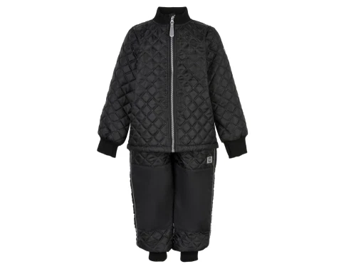 Mikk-Line termosæt i sort med refleks og quiltet struktur