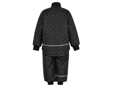 Mikk-Line termosæt i sort med refleks og quiltet struktur- set bagfra