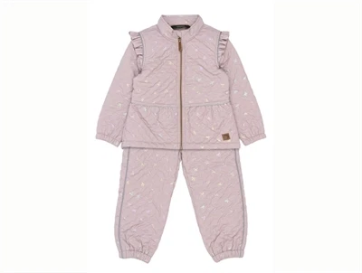 Mikk-line rosa termo frillsæt til piger med sløjfeprint set forfra