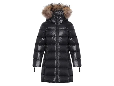 VER de TERRE dunfrakke sort med aftagelig pels til piger set forfra