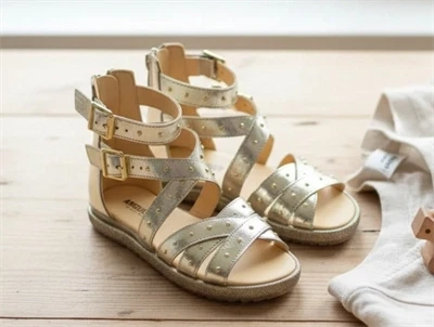 Angulus sandal gladiator champagne med nitter