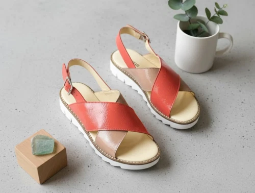 Angulus mørk peach/coral sandal med lak og spænde