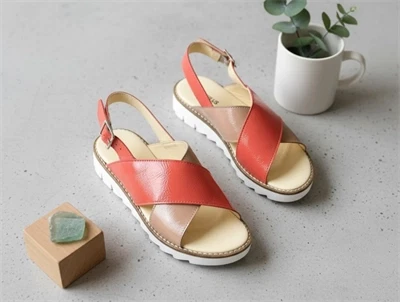 Angulus mørk peach/coral sandal med lak og spænde