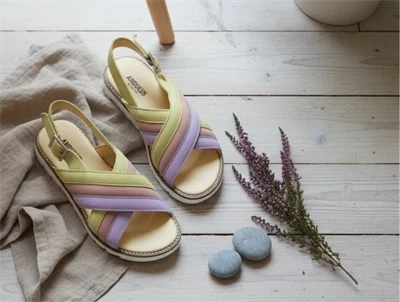 Angulus lilac/peach/light gul sandal med spænde