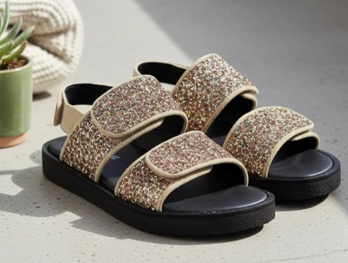Angulus sand multi glitter sandal med velcro