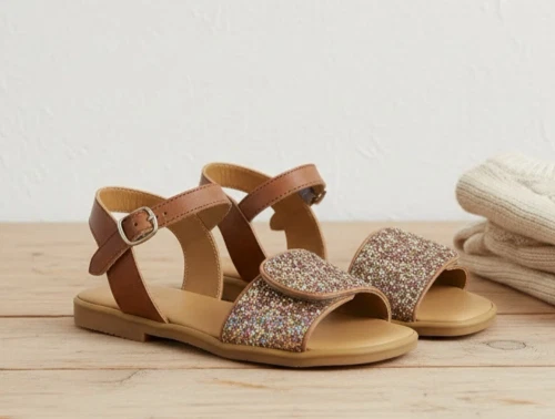 Angulus tan multi glitter sandal med spænde