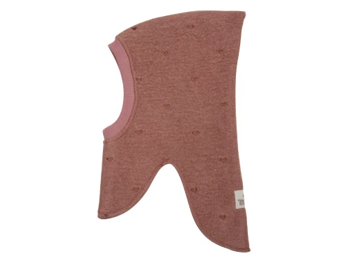 Huttelihut elefanthue burlwood med hjertebroderi og logomærkeHuttelihut elefanthue burlwood med hjertebroderi set fra siden