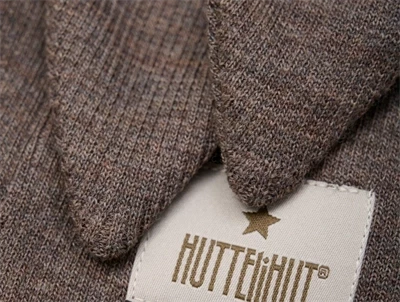 Huttelihut balaclava brown melange med lange ører set forfra