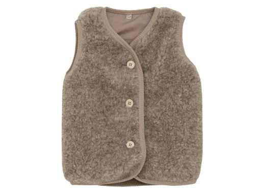 Huttelihut vest camel melange med knapper set forfra