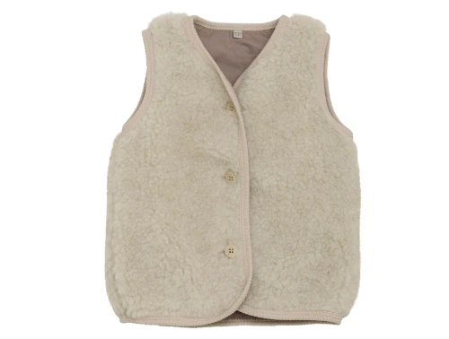 Huttelihut vest cement med knapper set forfra