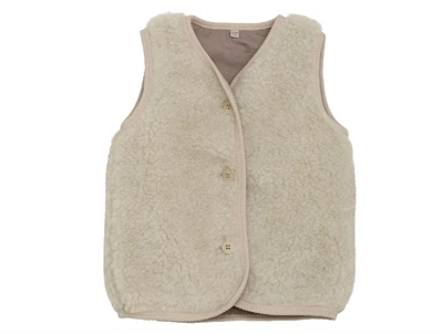 Huttelihut vest cement med knapper set forfra