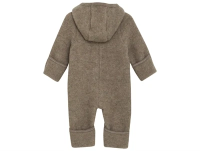 Huttelihut køredragt i savannah melange med hætte set bagfra