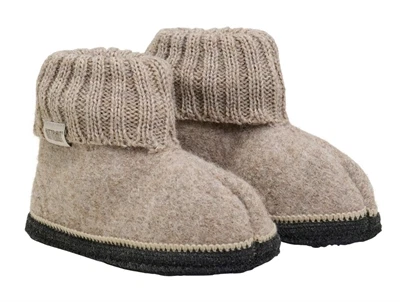 HUTTEliHUT hjemmesko i camel melange uld set i par