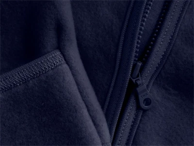 Huttelihut køredragt navy blazer lynlåsdetalje