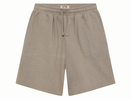 Huttelihut shorts i grå moon rock muslin med bindebånd