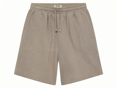 Huttelihut shorts i grå moon rock muslin med bindebånd