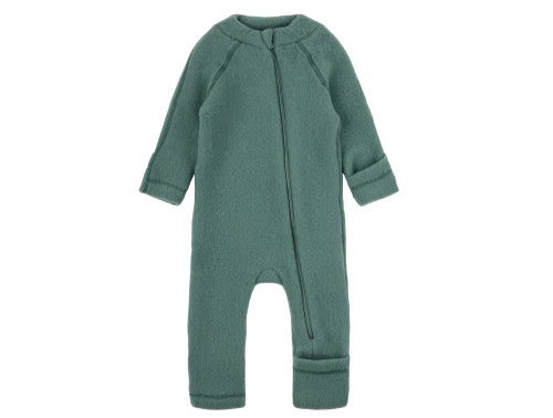 Mikk-Line ulddragt balsam green med vendbare ærme- og benkanter set forfra