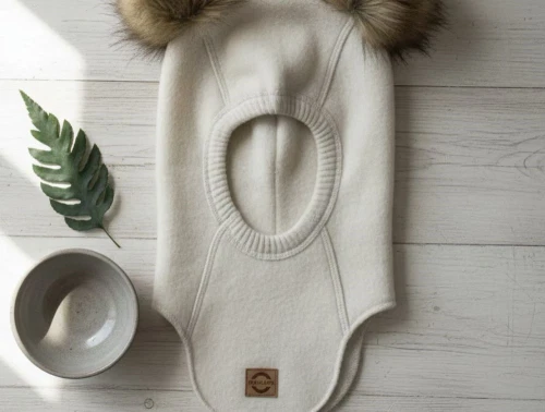 Mikk-line melange offwhite elefanthue merinould med pom pom\'er