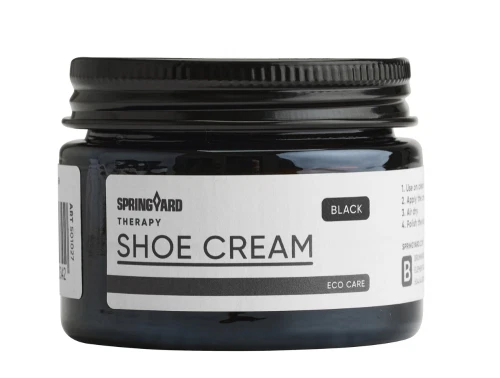 Springyard Shoe Cream sort skocreme i krukke