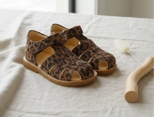 Angulus sandal Leopard med velcro og lukket tå
