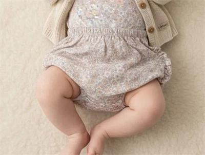 Wheat Nappy shorts ruffles powder flowers