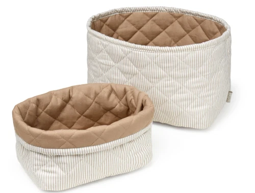 Cam Cam Copenhagen quiltede opbevaringskurve Classic Stripes Camel i sæt af to