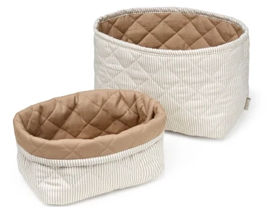 Cam Cam Copenhagen quiltede opbevaringskurve Classic Stripes Camel i sæt af to