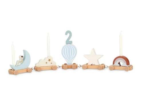 Cam Cam Copenhagen fødselsdagstog Dreamland i lyse pastelfarver på fødselsdagsbord