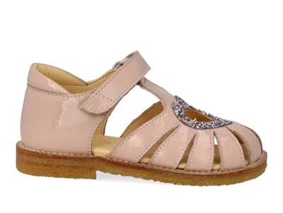 Angulus hjertesandal rosebud/pastel multi glitter med velcro