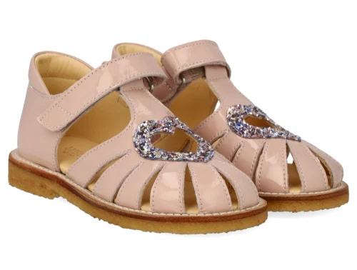 Angulus hjertesandal rosebud/pastel multi glitter (smal)