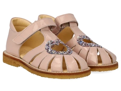 Angulus hjertesandal rosebud/pastel multi glitter (smal)